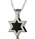 Men's Star of David Necklace Ana Bekoach Kabbalah Pendant 24k Gold Inscribed on Onyx Stone
